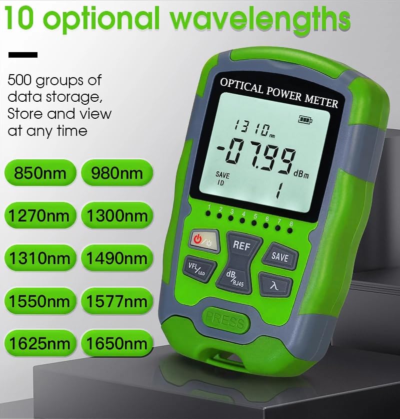 Fiber Optic Cable Tester Optical Fiber Power Meter, SC/FC/ST Universal Interface Built-in Fault Detector with FC to LC Adapter (C70-3)