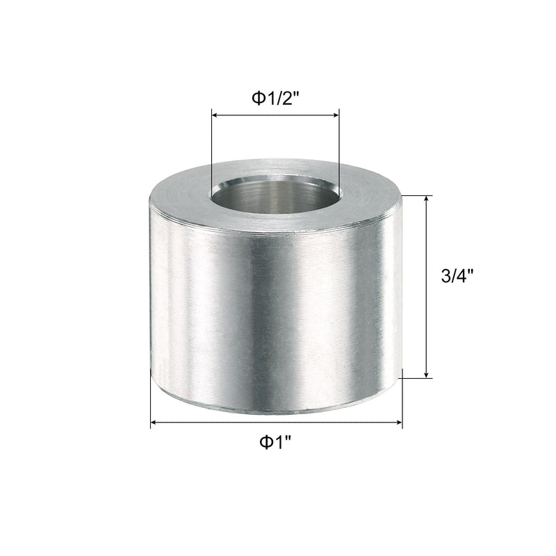 uxcell 10pcs Aluminum Spacer 1/2" Bore x 1" OD x 3/4" Length Screw Standoff Bushing Plain Finish Round Metal Spacer for 1/2 ID Screws Bolts and Rods 1/2" x 1" x 3/4" Silver Tone