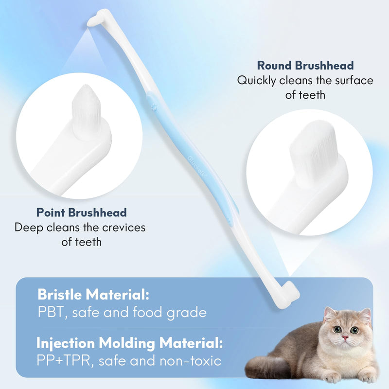 2 Pcs Dual-Sided Cat Toothbrush with Micro Brush Head, Ultra Soft Nano Bristles Pet Toothbrush Kit, Kitten/Puppy Toothbrushes, Fit into Cats/Small Dogs Mouth, Avoid Bleeding Gums 2 - PawsPlanet Australia
