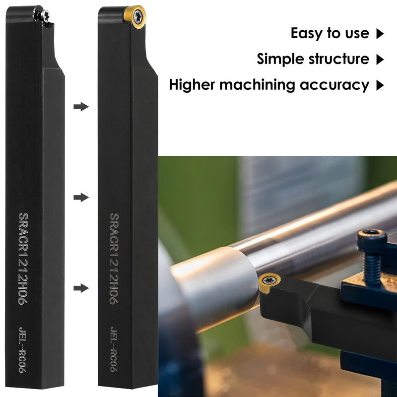 33pcs 1/2" 12mm Metal Lathe Tools Tool Holder Boring Bar Wrench Including 30 Pcs Carbide Inserts 3 Wrench SRACR1212H06 Professional Metal Lathe Cutting Tools (3Set-SRACR1212H06) 3 Set