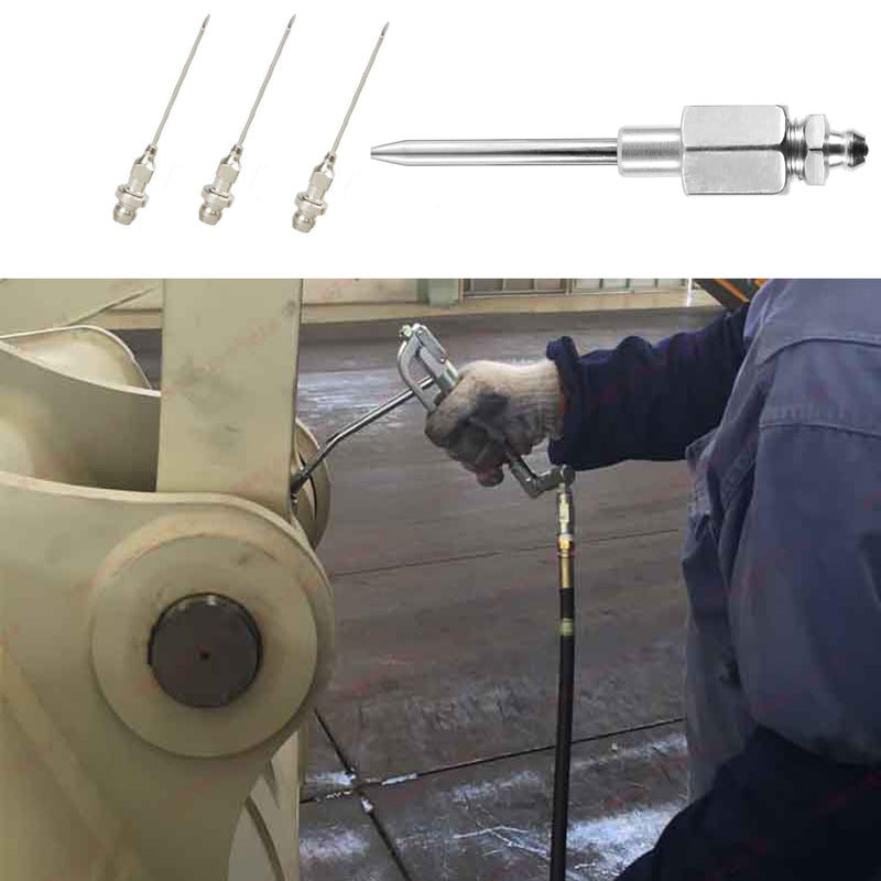 Grease Gun Accessory Set, 5pcs Grease Needle Nozzles 1 Grease Needle Dispenser with 1 Rubber Nipple Adapter Grease Injector Needle Dispensing Tip Fitting Tool Coupler for Injecting.