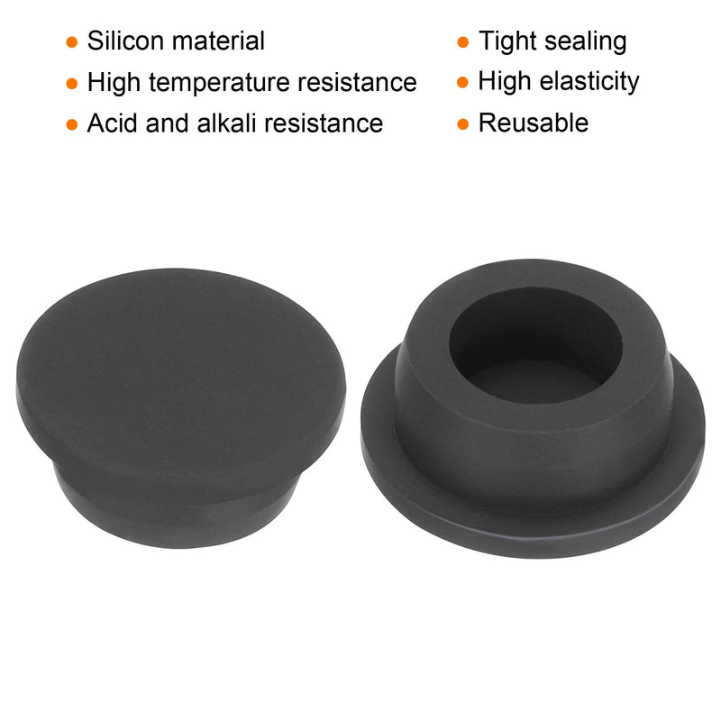 uxcell High Temp Silicone Plug Mount Dia 27mm/1.06 inch T Shaped Rubber Stopper Hole Plugs for Powder Coating Plating Waterproof Plugs Sealing Plugs Black Pack of 2(OD 34mm) 27x34mm