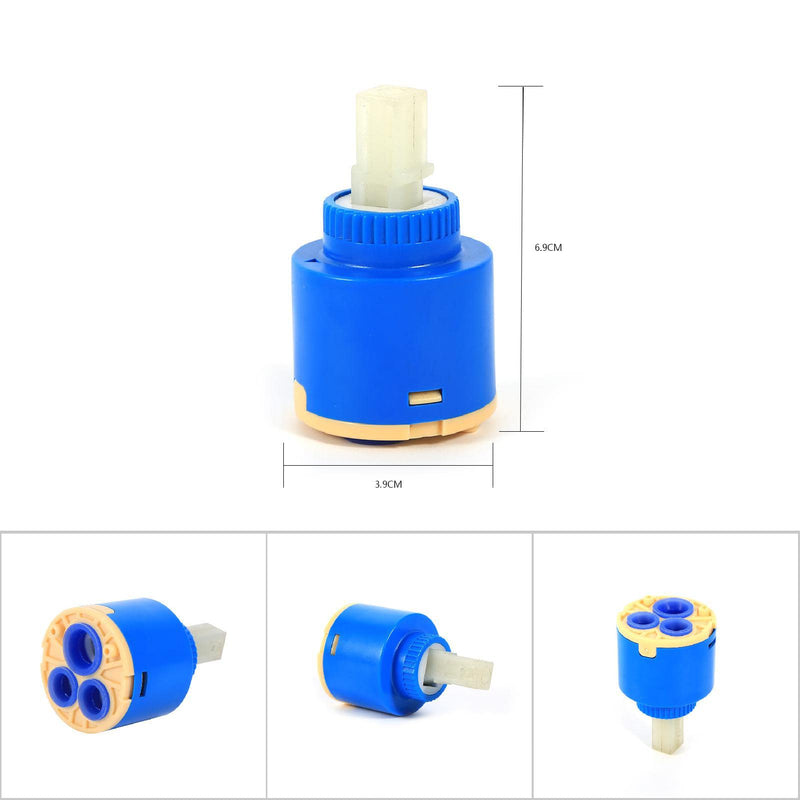 40mm Ceramic Cartridge, Water Mixer Tap Inner Control Faucet Valve Tap Water Mixer PP Plastic Blue Practical Replacement Ceramic Disc Cartridge for Kitchen Faucet, Bathroom Faucet (40mm)