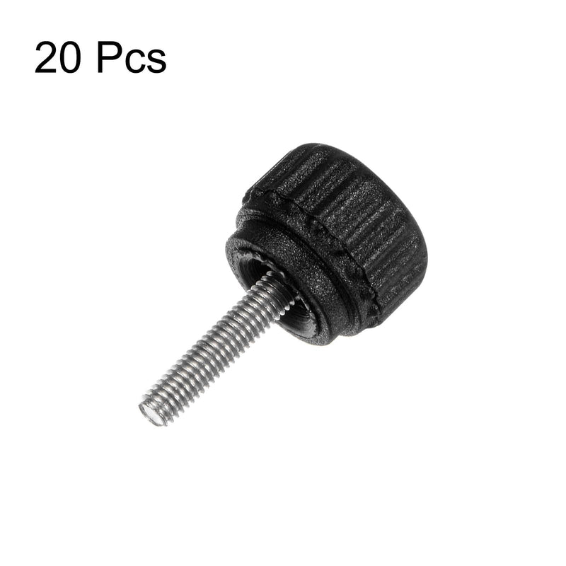 HARFINGTON 20pcs Knurled Clamping Knobs Thumb Screws M3 x 12mm Metric Male Thread 13mm Matte Plastic Head 304 Stainless Steel Stud Hand Threaded Knob Thumbscrew Handle, Black M3 x 12mm x 13mm
