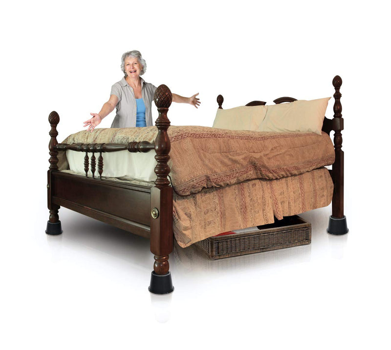 Slipstick CB672 Premium 3 Inch Bed Risers/Furniture Raisers with Steel Reinforced Caster Wheel Holder Top, Lifts Height 3" (4 Pack) Supports 2,640 Pounds, Black, Stackable with CB671 4 Pack 3 Inch Black