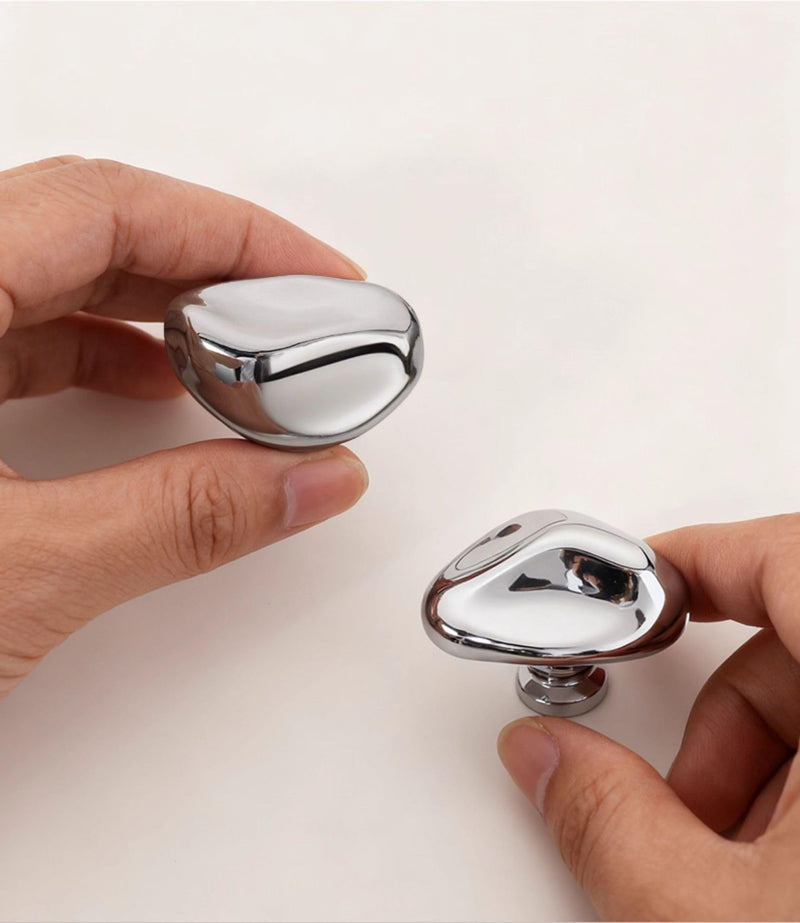 Solid Polished Chrome Cabinet Knobs Silver Drawer Pull Zinc Hardware Handle | Modern Cupboard Knob for Kitchen Dresser Bathroom Furniture Unique Home Decor Housewarming Gift Pack of 6 6 Pack