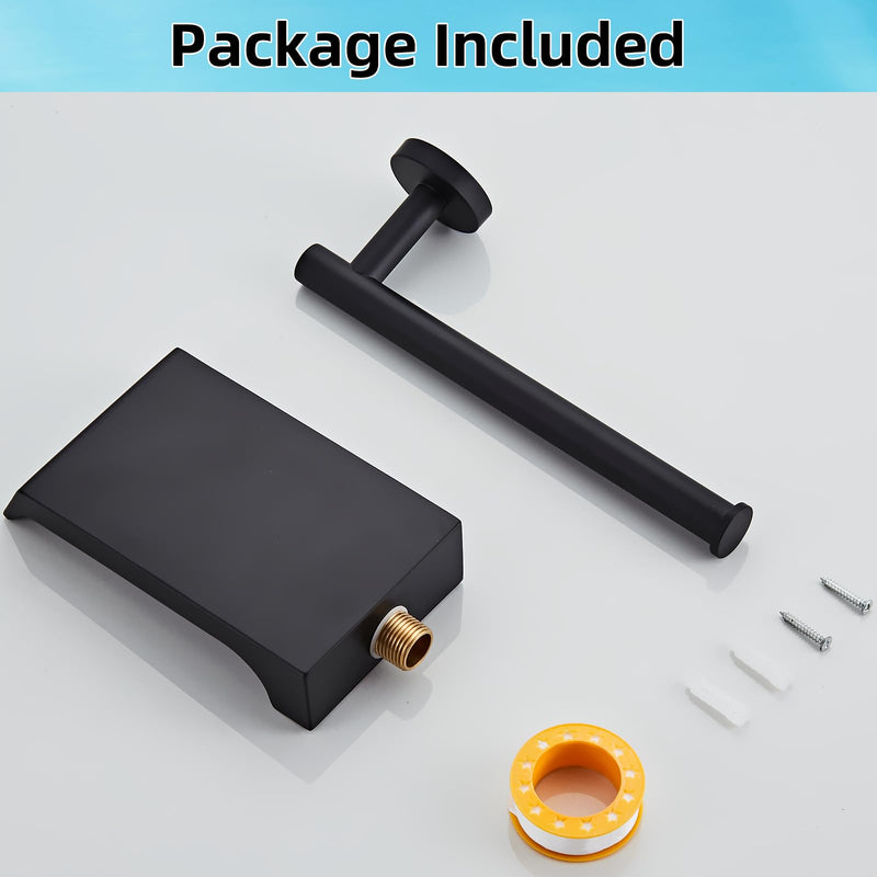 AITANI Wall Mount Waterfall Tub Spout, Bathtub Shower Faucet for Bathroom, High Flow Bathtub Cascade Waterfall Spout Fixtures Bathroom Bathtub Faucets, Matte Black Black 1