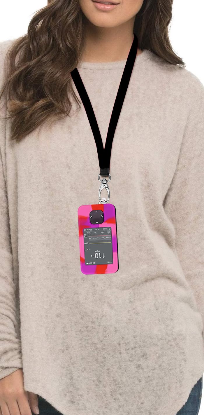 Silicone Case Mixed Colors for Dexcom G7 & G6 Receiver (Includes Lanyard + Lanyard Patch + Screen Protector) (Glitter/Pink) Glitter/Pink