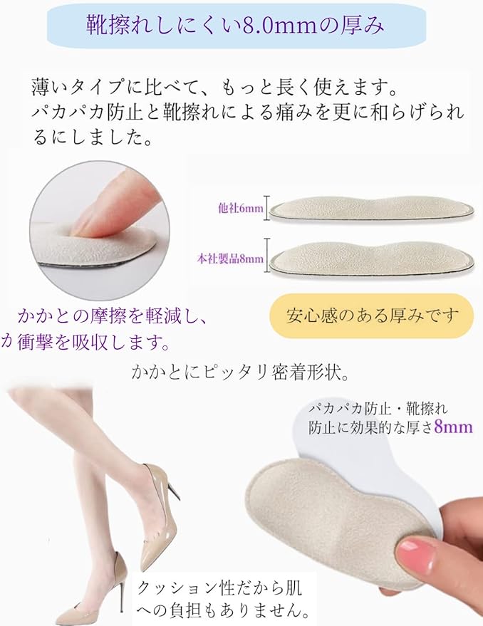 Shoe Blocking Heel Pad, Shoe Heel Protection Pad, Adjustable Size, Includes Adhesive Seal, Unisex, Left and Right (Beige (4 Pairs) - NewNest Australia