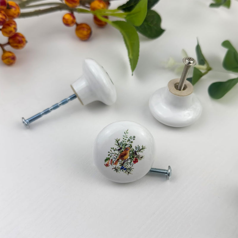 8Pack1.5 Ceramic Bird with Flower Wardrobe Closet Handle Pull Animal Cabinet Kitchen Furniture Dresser Drawer Pulls and Knobs