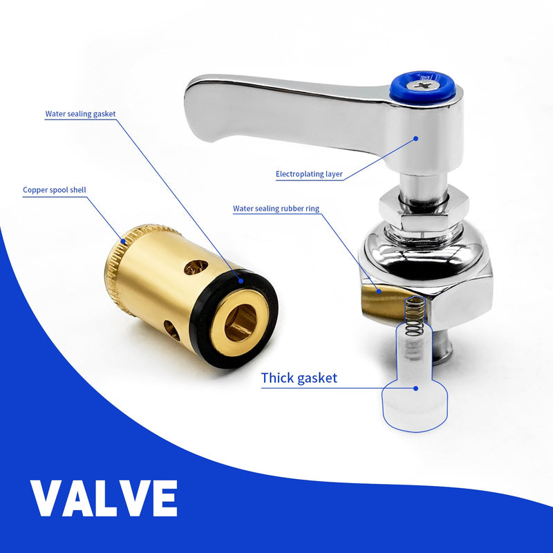 Handle Stem Assembly Fits for T&S Brass Faucets Blue Cold and Red Hot Side Spindle Assembly Valve Replacement Part Replace 002714-40 002713-40 Spindle Assembly for Eterna Valve Replacement