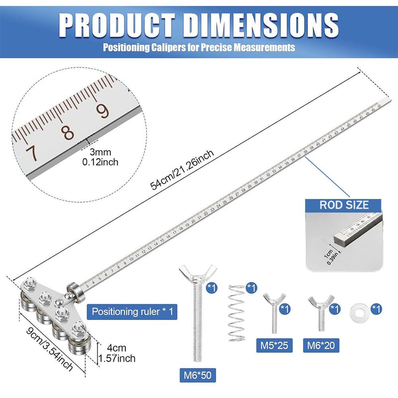 Circular Saw Guide Rail, Positioning Calipers for Circular Saw, Stainless Steel Rip Cut Circular Saw Guide, Adjustable Guide Rail for Woodworking Positioning Cutting (Four axis 50cm) Four axis 50cm