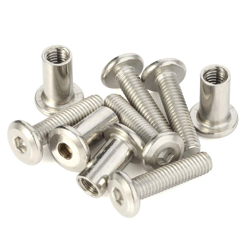 Screw Post Fit for 5/16" (8mm) Hole Dia, Male M6 x 18mm Belt Buckle Binding Bolts Furniture Screws, 304 Stainless Steel 18-8, 10 Sets