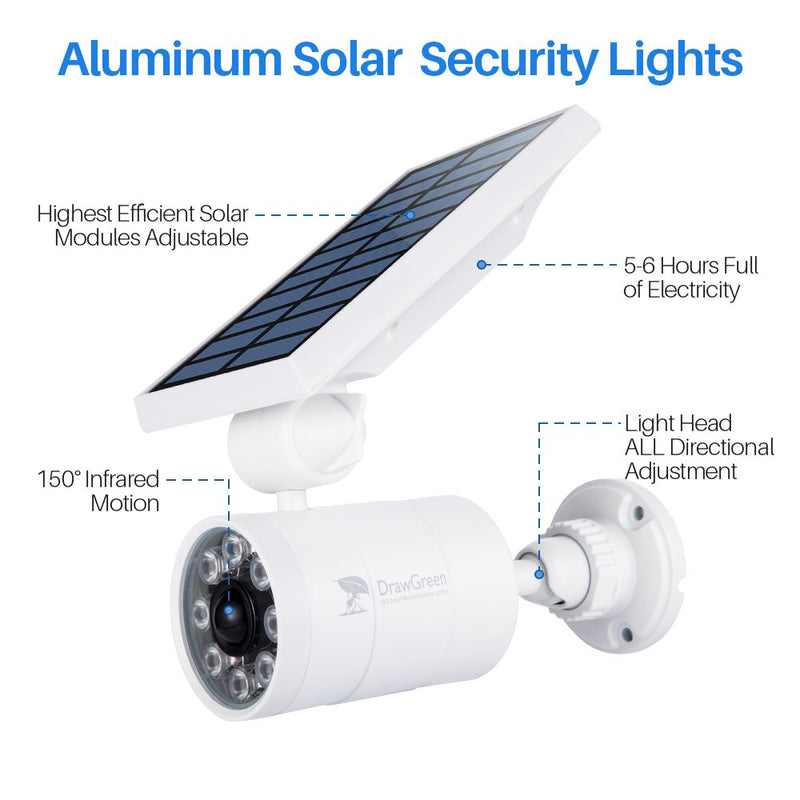 Solar Motion Lights Waterproof Metal Body, 1400-Lumen 9-Watt(130W Equiv.), Solar Powered Flood Security Spotlights for Outside Porch Post Yard Path Deck Fence Wall, 100-Week 100% Free Replacement White