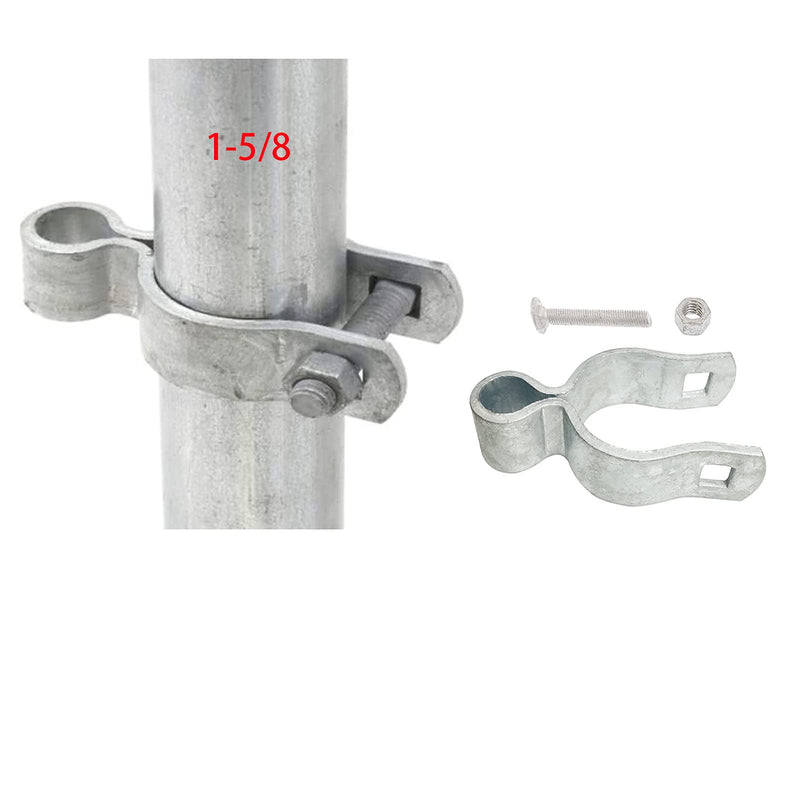 2 Pack 1-5/8inch Chain Link Fence Frame Gate Post Hinge/Galvanized Steel Zinc Plated Pipe Gate Hinge for 1-5/8 Outside Diameter Post/Pipe, Nut/Bolt Included for Hinge 1-5/8 Inch