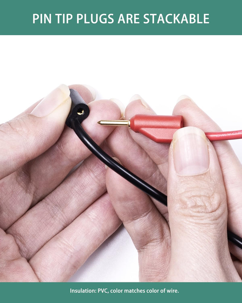 BNC Test Leads, BNC (Male) to Stackable Pin Tip Plugs, Oscilloscope Probes BNC to Stackable Pin Male Plug