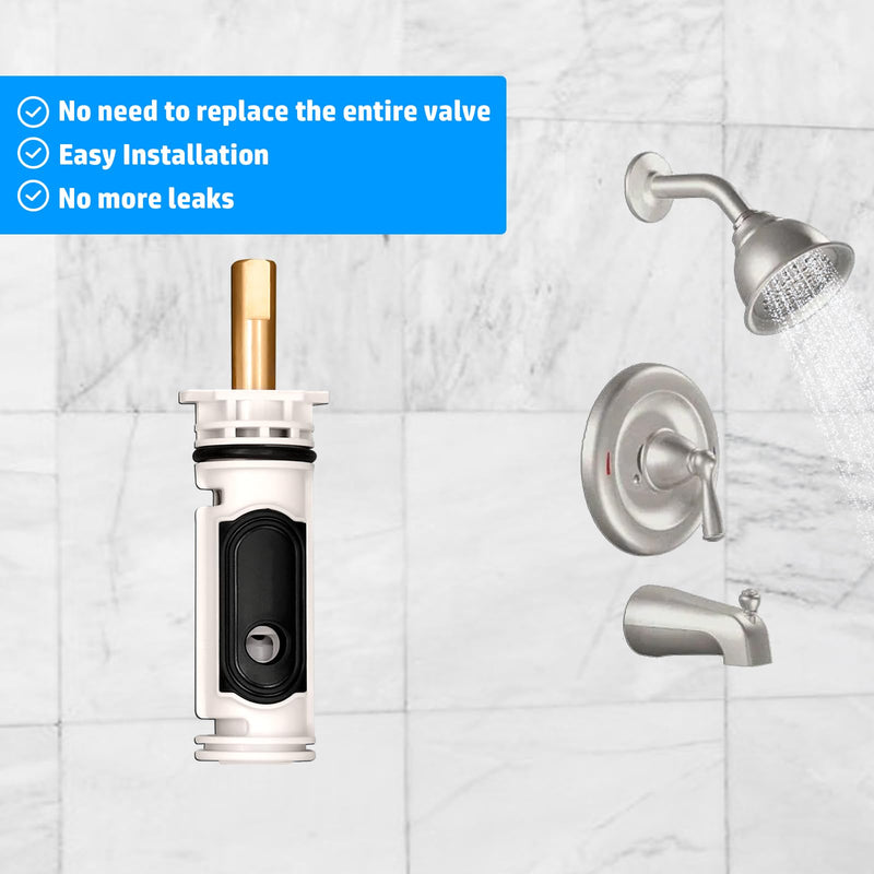 Replacement Cartridge for 1222 with Puller & Retainer Clip, Tub and Shower Repair Kit for One Handle Faucet, Bathtub Shower Valve Parts and Removal Tool, Brass and Plastics