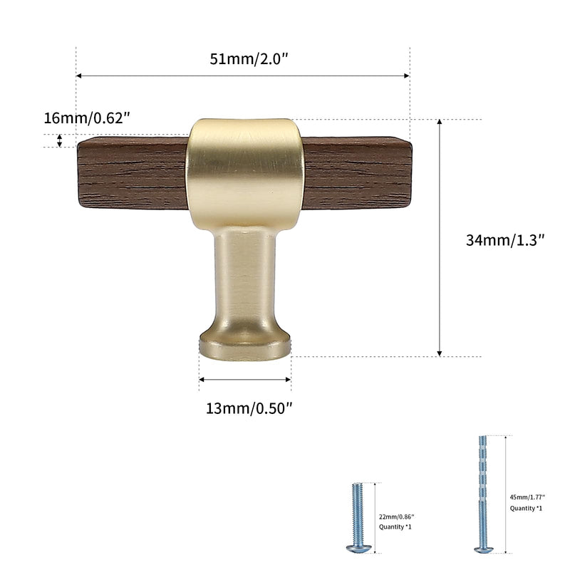 （6 Pack Walnut Wooden Drawer Pulls Beech Wood Drawer Handles Wood Hardware for Cabinets Dressers Wood Cabinet knobs Wooden knobs for cabinets and Drawers 6 Walnut -k