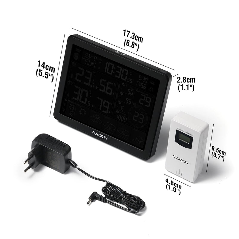Raddy N80 WiFi Weather Station with Phone APP, Wireless Indoor Outdoor Thermometer with AI Life Assistant, 8” Display, PM2.5/AQI, UV Index, Sunrise/Sunset Time, 4 Alarms, Weather Forecast