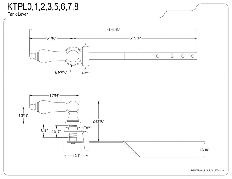 Kingston Brass KTPL3 Victorian Front Mount Toilet Tank Lever, Left/Right Installation in Antique Brass