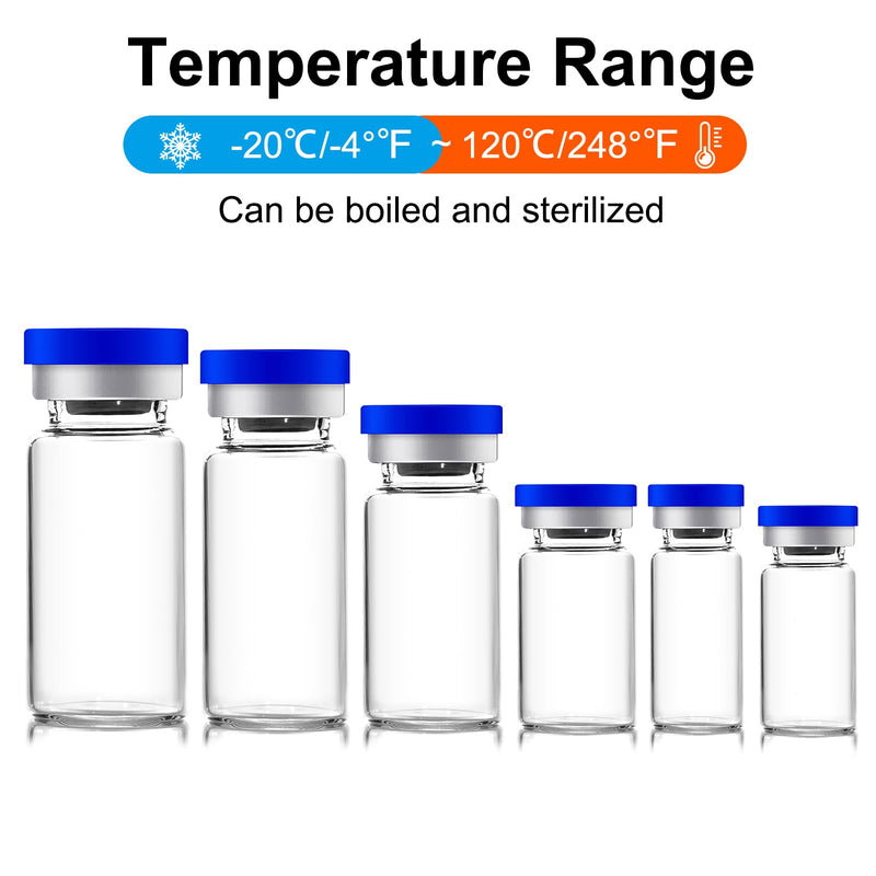 2ml Sealed Vials with Self Healing Injection Port and Plastic-Aluminum Flip Caps,Glass Empty Vials for Injection 10 Pack 2ml