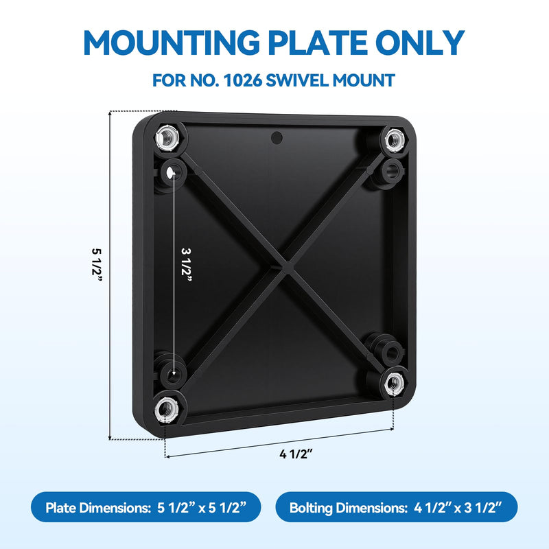 2 pcs 1036 Mounting Plate:Compatible with Scotty 1026 Swivel Mount, 2606 and 2612 Pedestal Risers,Mounting Plate Only,for No. 1026 Swivel Mount 2