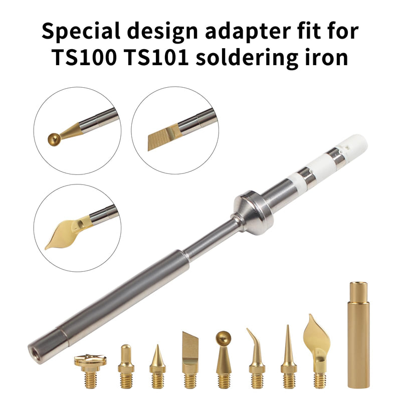 FYSETC 3D Printer Accessories TS100 TS101 Soldering Iron Adapter with 8 Pcs Style Modify Tips Compatible with Standard 936 Universal Soldering Iron Tip for Prints Project Bczamd