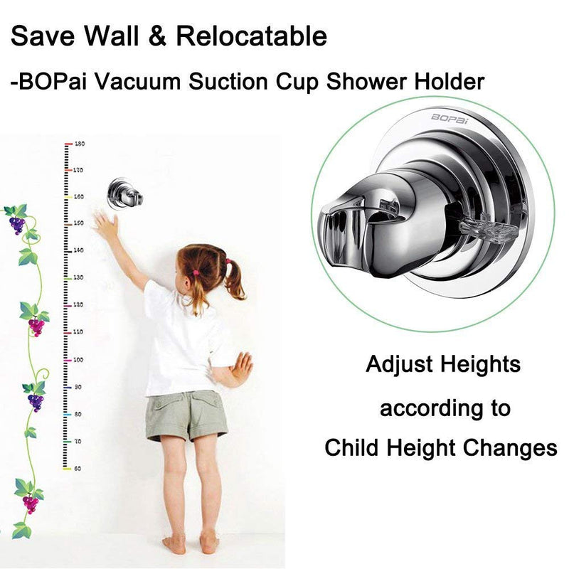 BOPai Suction Shower Head Holder, Relocatable Handheld Showerhead Holder, Chrome, Suitable for Installation On Smooth Surfaces Holder-Chrome