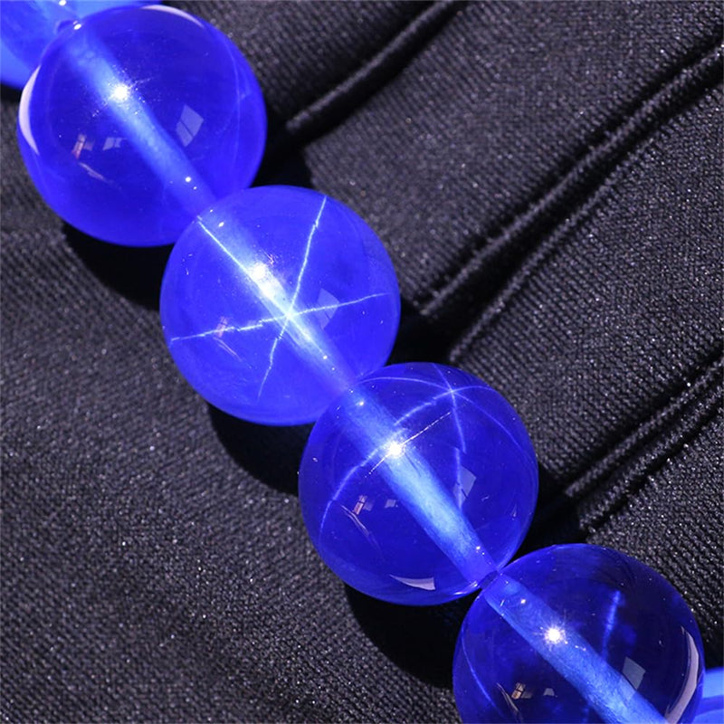 Lab Created Synthetic Corundum Round Ball Beads 33#Blue Stone Synthetic Star Sapphire Gem Passed Diamond Test Pen (8mm) 8mm