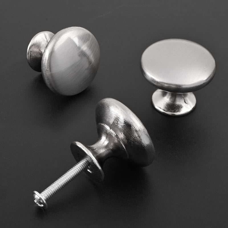 4X Satin Brushed Nickel Knobs Cabinet Hardware Round Mushroom Knob Wardrobe Drawer Pull Handles 30mm/1.18" for Kitchen Cupboard Furniture Chest Door Dresser Bathroom 4