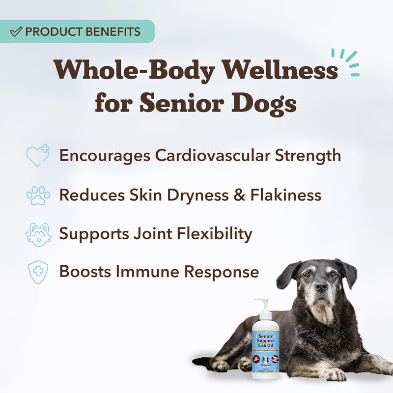 Natural Dog Company Omega 3 Fish Oil for Senior Dogs Supplement – Support Mobility, Skin, Coat, Heart & Brain, with Turmeric, Salmon & Fish Oil for Aging Dogs, Liquid Canine Supplement, 16oz 16 Oz