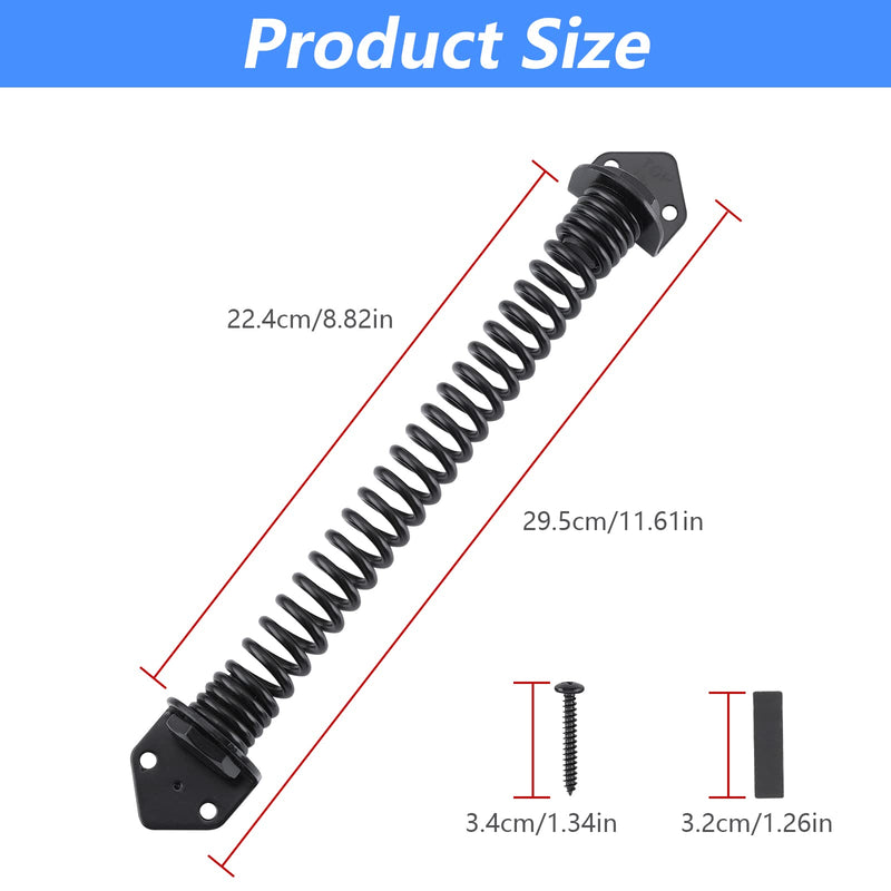 HOME MASTER HARDWARE 11" Gate Spring Self Closing Outdoor, Heavy Duty Gate Springs Black,Automatic Gate Closer for Wooden and Vinyl Fence, Adjustable Tension Door Springs to Close Door(Steel,2 Pack) 11 Inch