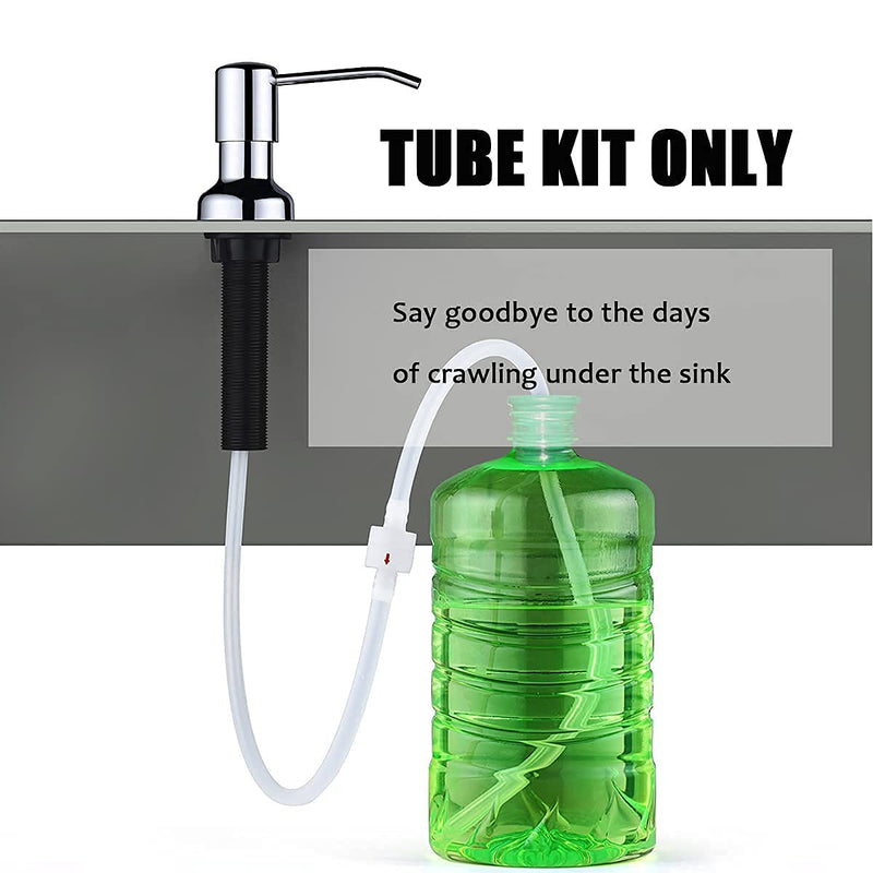 Soap Dispenser Extension Tube Kit with Upgraded Check Value, 47" Under Counter Soap Dispenser Tube for Kitchen Sink, Fit Most Soap Containers, Powerful Suction, Never Fill Little Bottle Again, SonTiy Silicone Sink Soap Dispenser Tube