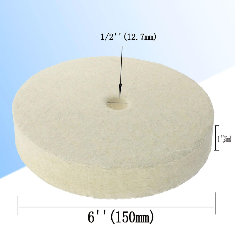 6'' Wool Felt Buffing Wheel - 1/2'' Arbor Hard Felt Buffing Polishing Wheels for Bench Grinder/Table Grinder 6'' Wool Buffing Wheel