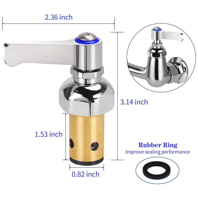 Hot & Cold Side Spindle Assembly for T&S Brass Faucet Handle Stem Assembly Fit for Eterna Valve Replace 002713-40 002714-40 (1 Pair Red & Blue)