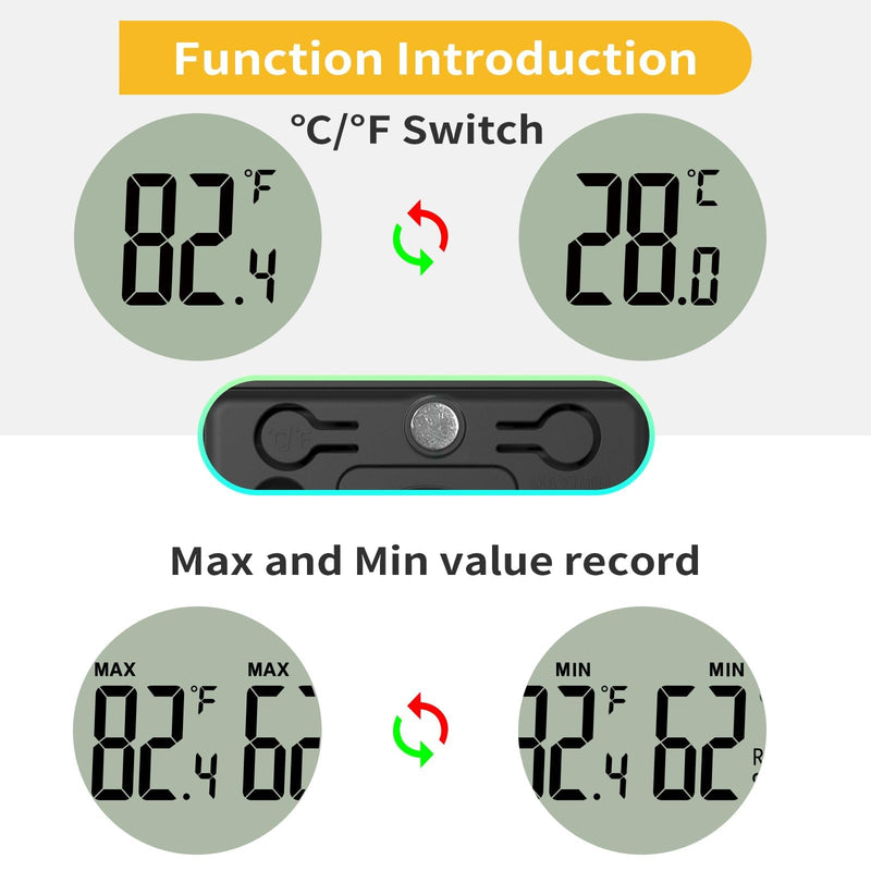 4PCS Mini Digital Hygrometer and Thermometer Reptile Thermometer with Extend Probe (Only Temperature) Indoor Temp and Humidity Meter with Magnet with probe