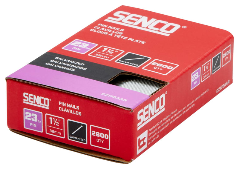 SENCO CZ17EAAR 1-1/2" 23 Gauge Pin Nails, Galvanized Finish 2,600 Count Pack