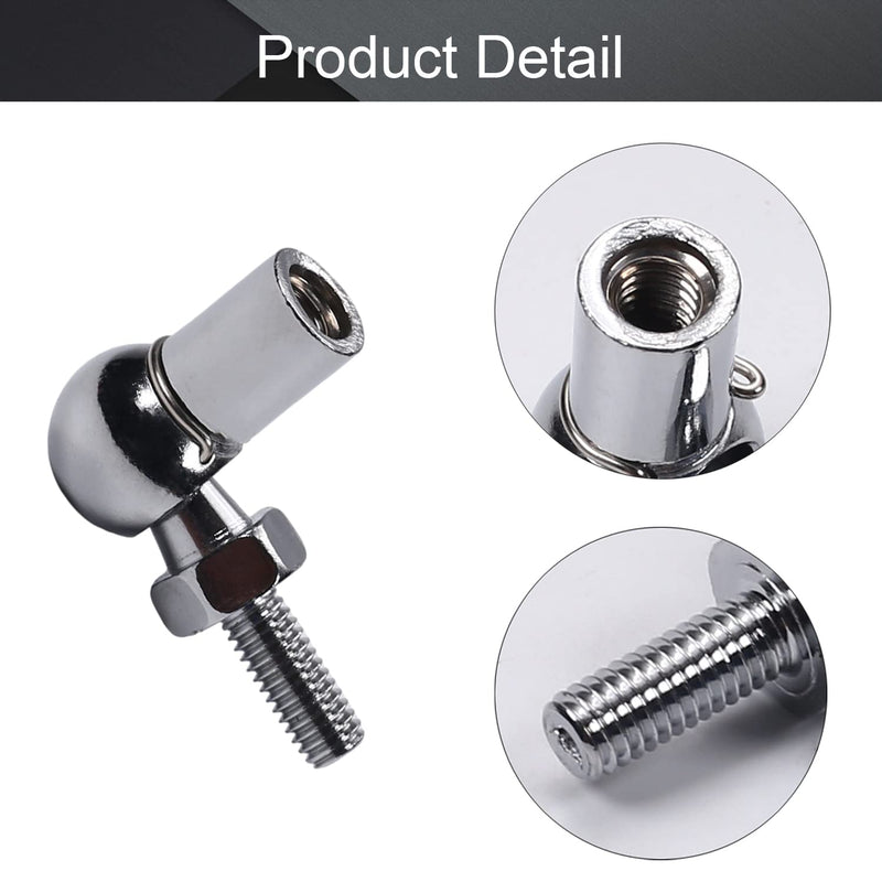 Heyiarbeit 2Pcs Rod End Ball Bearing with Stud, M6 Female Thread 6mm Round Handle Dia A3 Steel Silver Tone 6x6mm