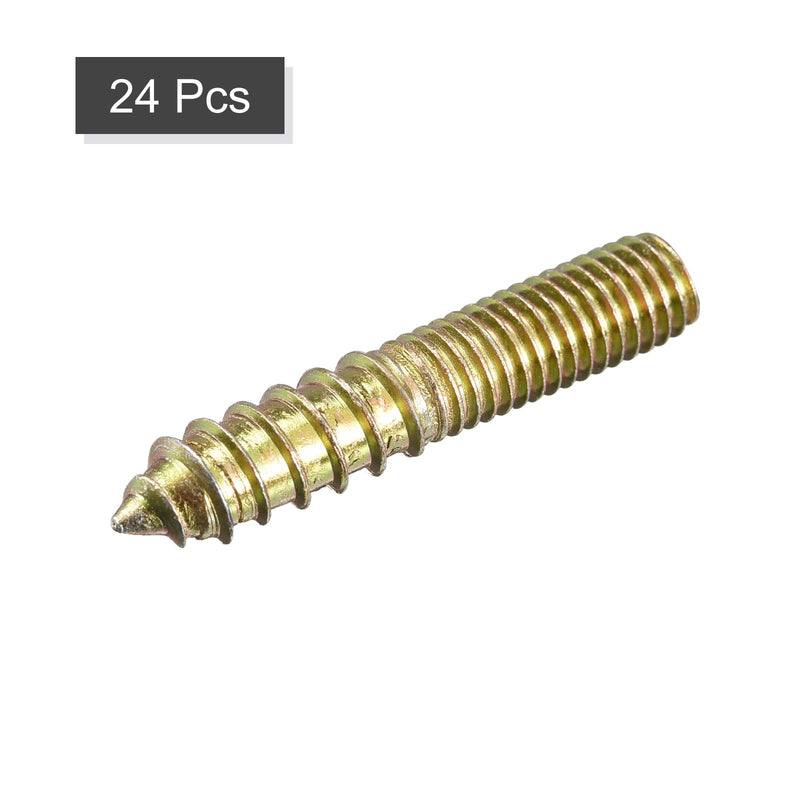 uxcell M8x40mm Hanger Bolts, 24pcs Double Ended Thread Dowel Screws for Wood Furniture Connecting 40mm