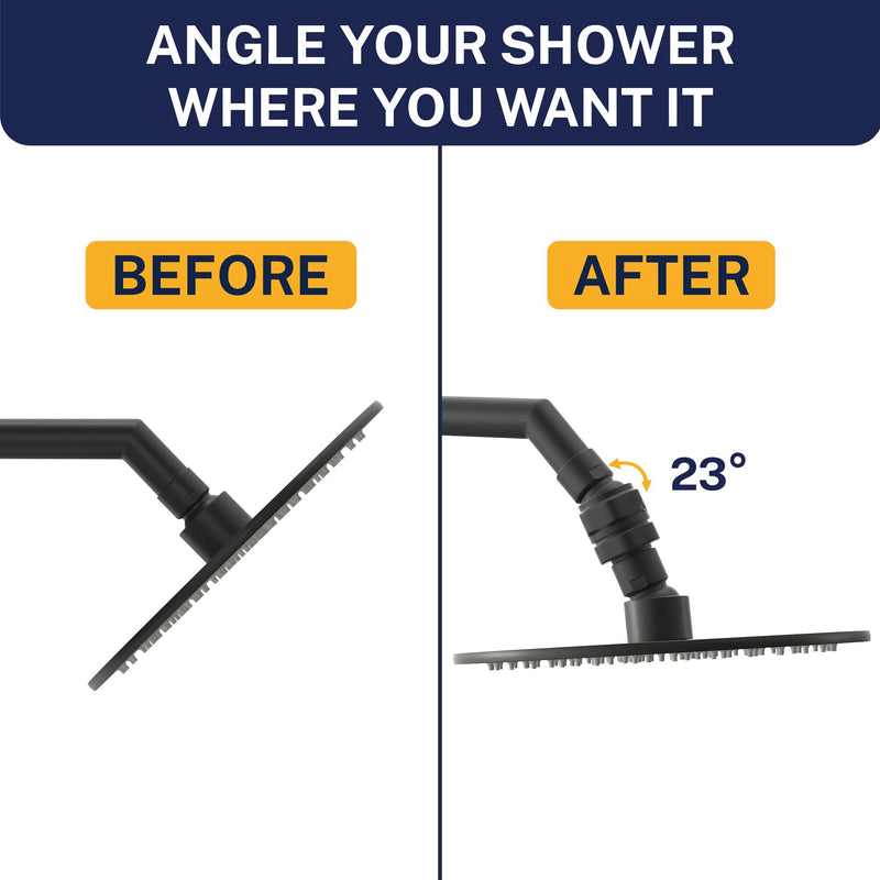 HammerHead Showers® Solid Metal Shower Head Swivel Ball Adapter, Matte Black | Adjustable Pivot Ball To Adjust Showerhead Angle | Universal Connector Joint Fits Fixed, Hand Held & Rain Shower Heads