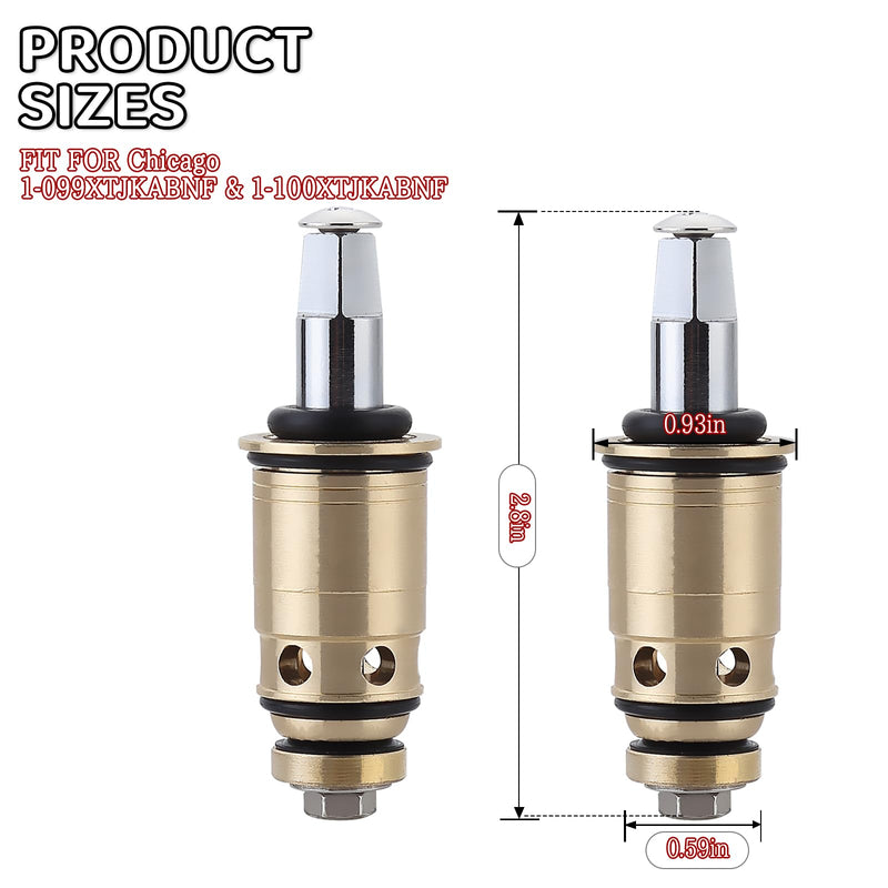 Compatible with Chicago 1-099XTJKABNF & 1-100XTJKABNF Quadruple-Compression Hot/Cold Water Core, Compatible with Chicago Faucet Cartridge, Bath & Kitchen Faucet Replacement
