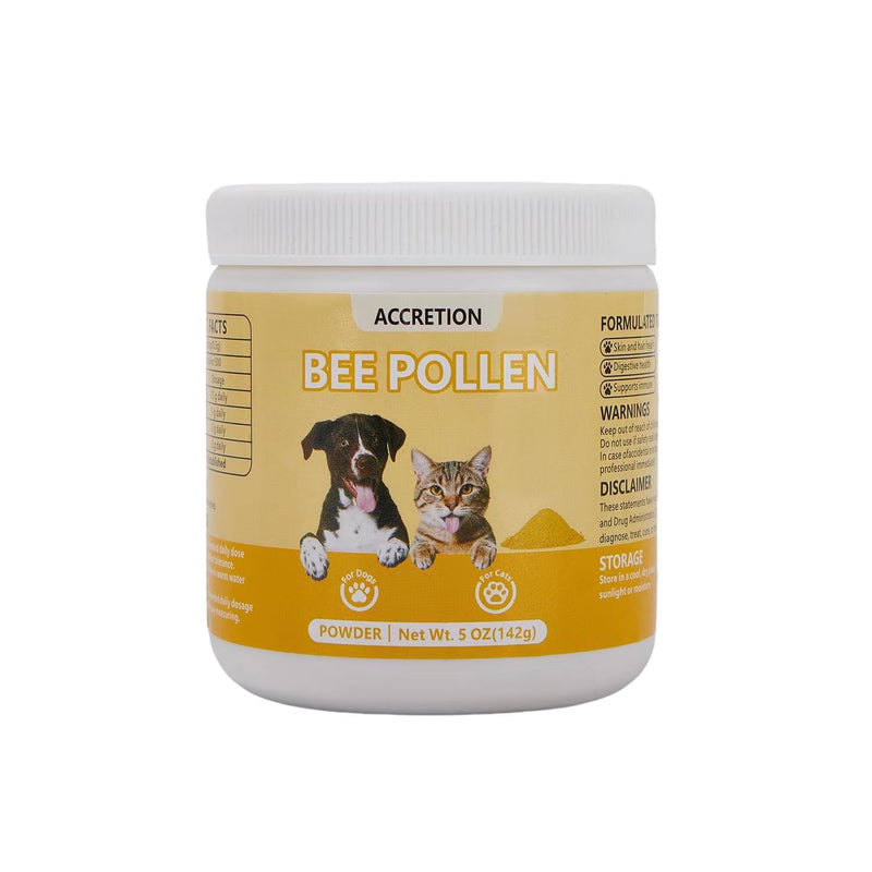 Accretion Bee Pollen for Dogs & Cats, 5oz (Powder), Fine Ground Superfood Powder to Aid Digestion, Enhance Skin Health, Boost Energy and Support Vitality