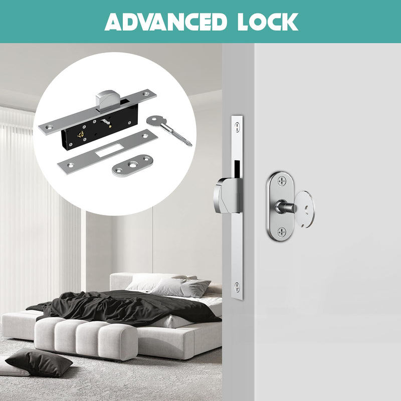 Door Pivot Hinges Heavy Duty, 360 Hidden Hinge Kit for Murphy Bookshelf | Fits wooden bookshelves and concealed cabinets, medium size, advanced lock style, secret door hardware