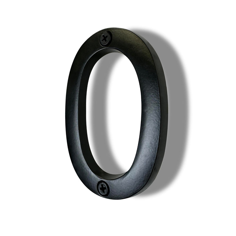 NACH Floating House Numbers, 4 inch Aluminum Black House Numbers for Outside - Number 0, Door Numbers with Mounting Hardware 4"