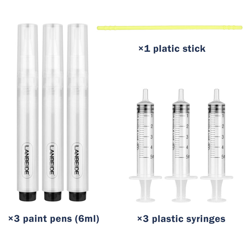 LANBEIDE Refillable Touch Up Paint Pens, 3Pcs Paint Brush Pens for Walls Repair, Furniture Repair Kit for Drywall, Wood Floors, Cabinets, Windows, Doors, Desks 6ML 3 Count (7 pcs kit)