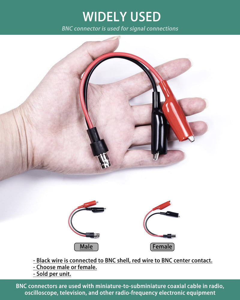 BNC Test Leads, BNC (F) to Alligator Clip, Test Lead Breakout Cable for Multimeter, 5A Current Rating, 1 Pack Female Plug