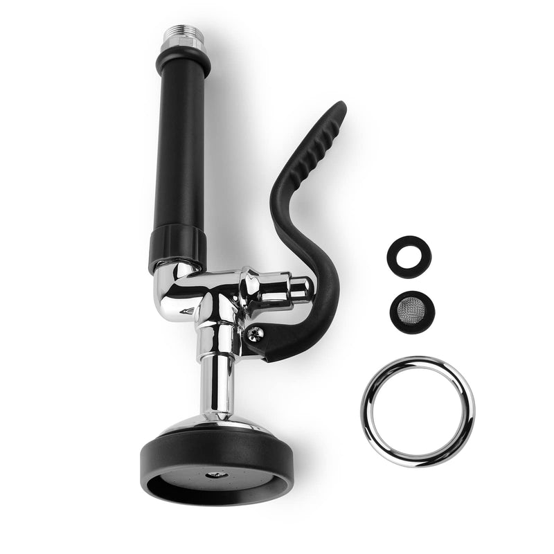 Pre Rinse Sprayer Commercial Sink Sprayer Head,1.42GPM Spray Valve Dish Sprayer Nozzle with Ergonomic Handle, Commercial Faucet Parts for Commercial Kitchen Faucet,Chrome Finished（Black） Black
