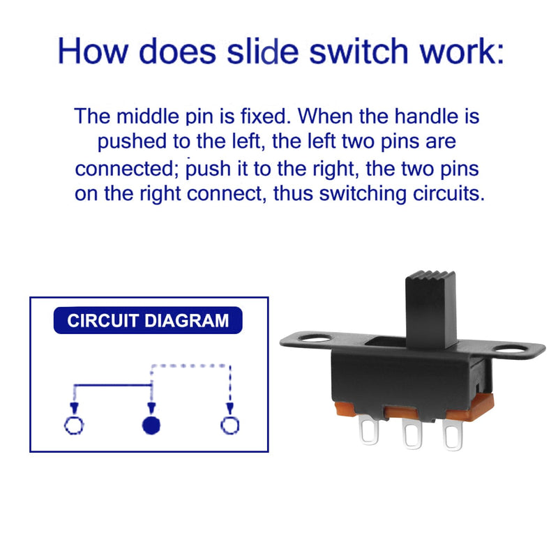 Mini Micro Slide Switch - 1p2t 2 Position - 20pcs SPDT Toggle Switch - Panel Mount Small High Knob Vertical for Breadboard PCB Arduino Electronic Board - (SS12F15) 5mm - Dip Miniature Slide Switch SS12F15-5mm-20pcs