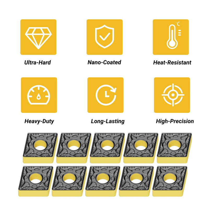 CNMG432 CNMG120408 Carbide Inserts for Steel CNC Turning, 10pcs | CNMG432 grade, CVD multi-layer coating, heavy roughing to semi-finish, fits MCLNR/L holders, for steel & cast iron CNMG120408-PM