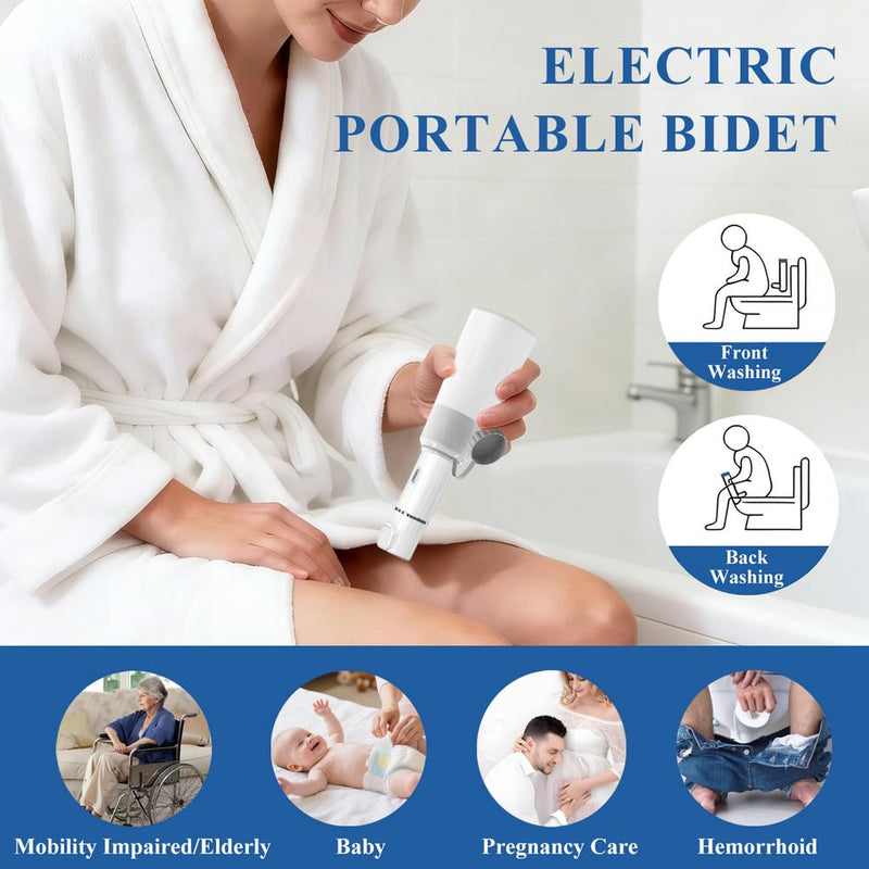 Portable Bidet for Travel,Handheld Bidet Sprayer for Toilet,Electric Portable Bidet for Women Men,Rechargeable,2 Modes,450ML Peri Bottle,Personal Hygiene,Postpartum Care,Baby,Camping